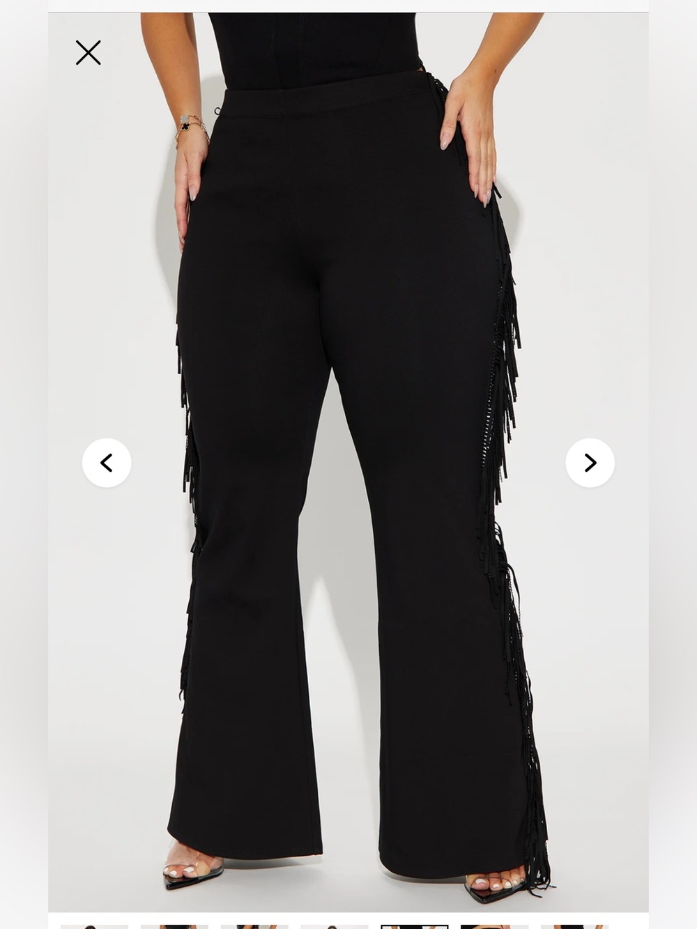 Think Of Me Always Rhinestone Fringe Flare Pant